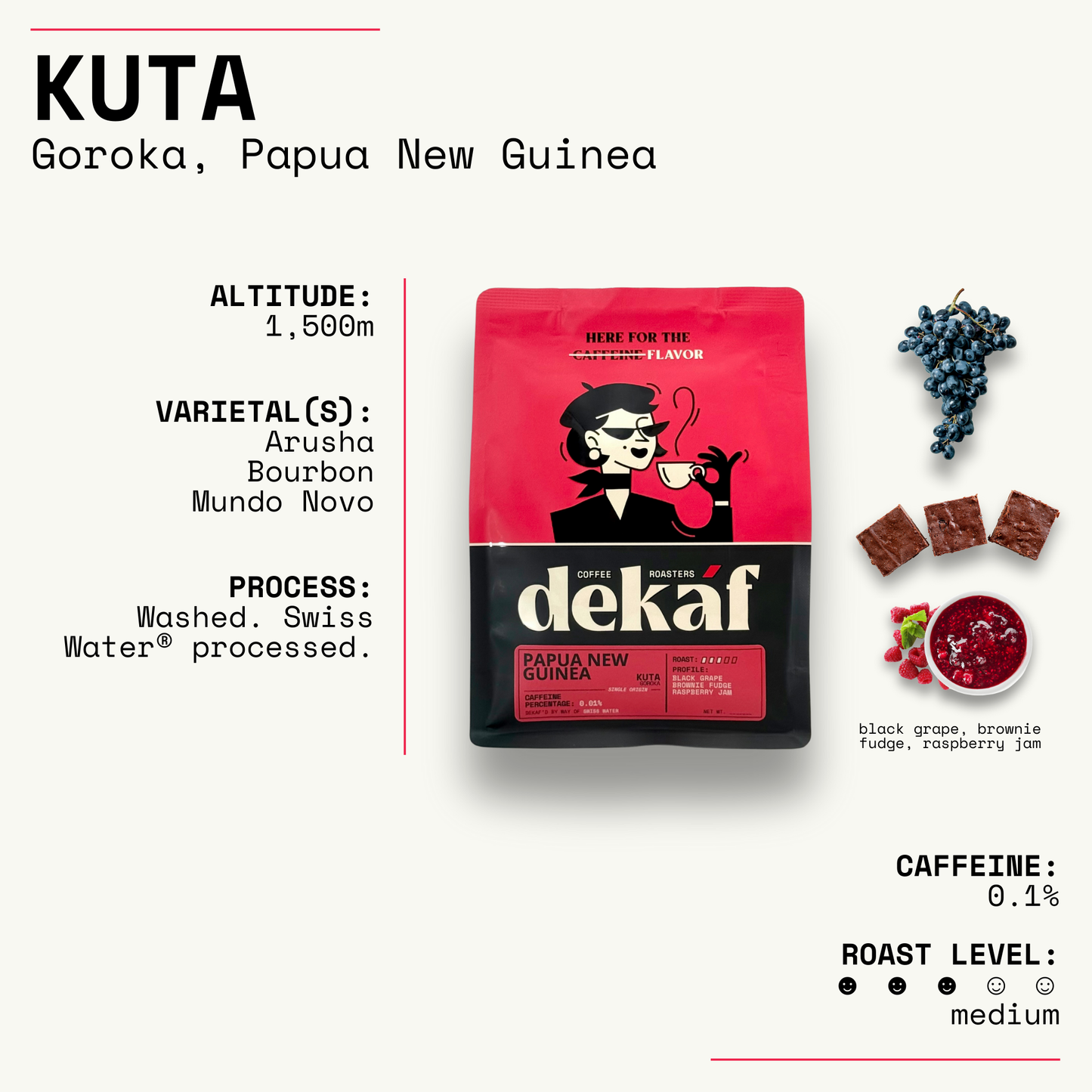 DEKÁF Papua New Guinea Kuta Coffee Decaf Blend
