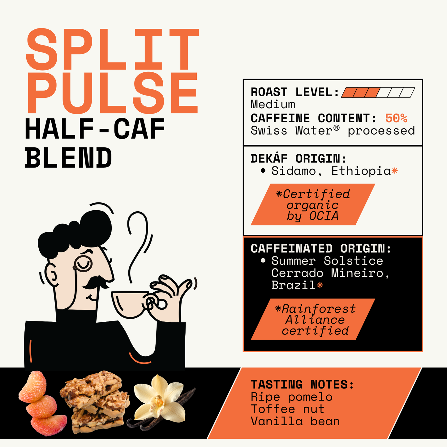 DEKÁF Split Pulse Half Caffeine Coffee Blend Decaf