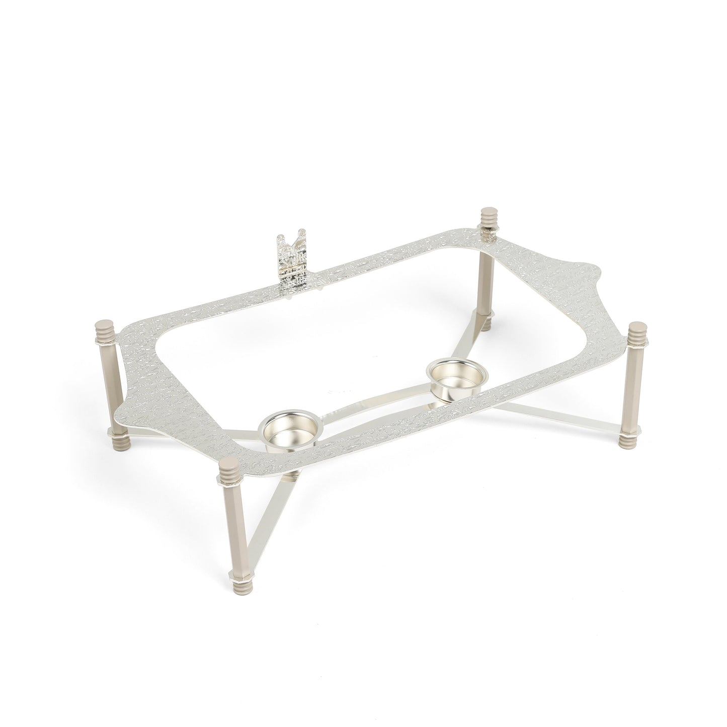 Otantik Home medium pyrex chafer with stand in silver metal frame for buffet serving