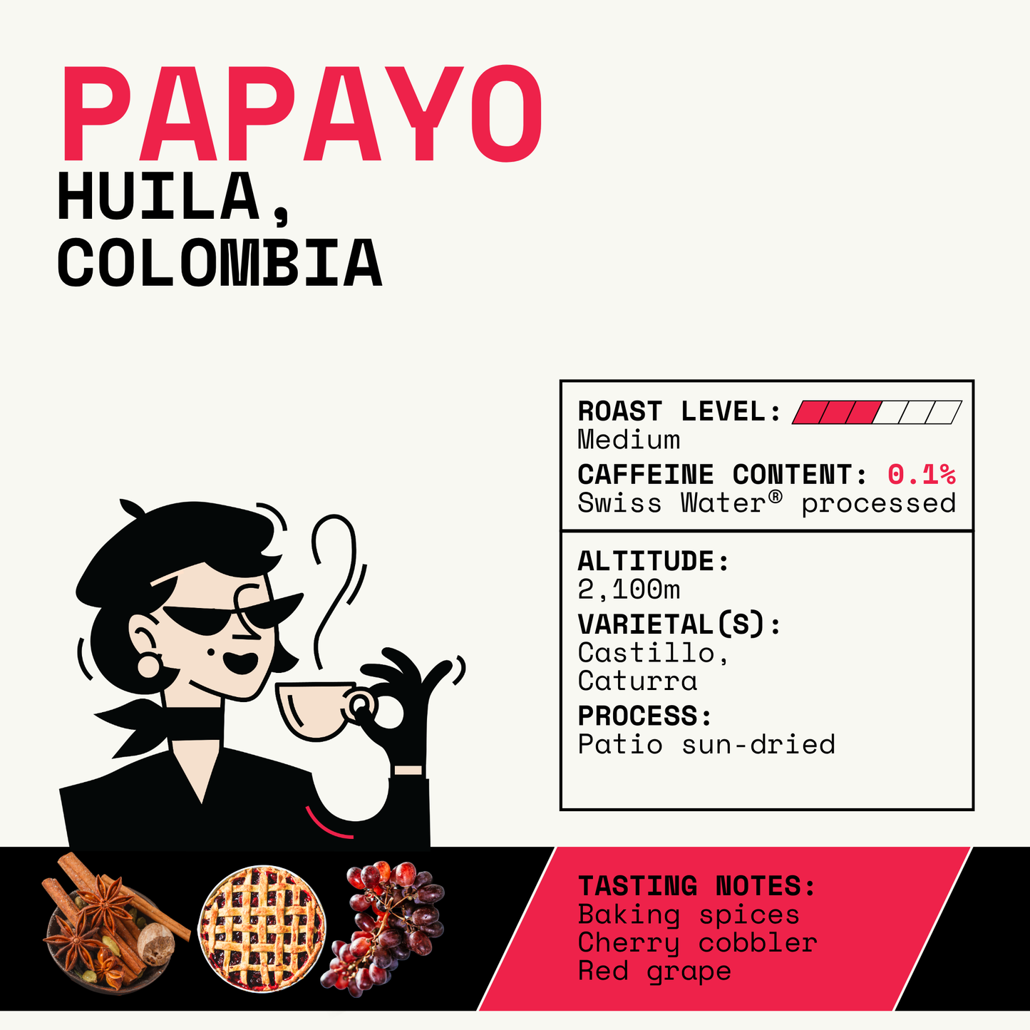 DEKÁF Colombia Papayo Coffee Beans Decaf Roast