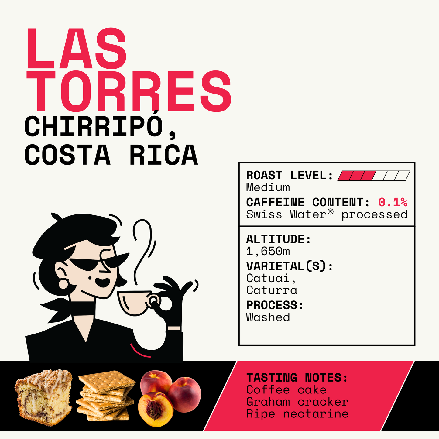 DEKÁF Decaf Costa Rica Las Torres Coffee 8oz Bag