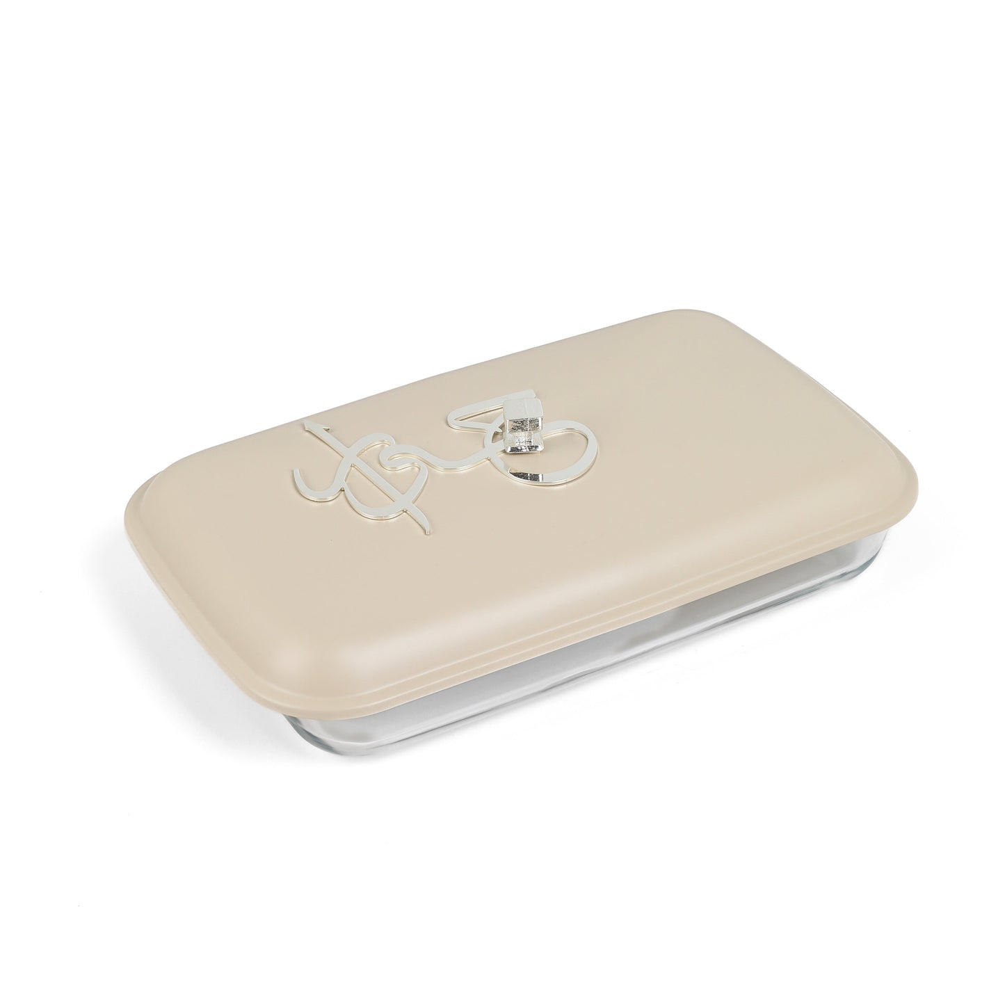 Jiwar - Large Twin Candle Pyrex Chafer- Beige & Silver