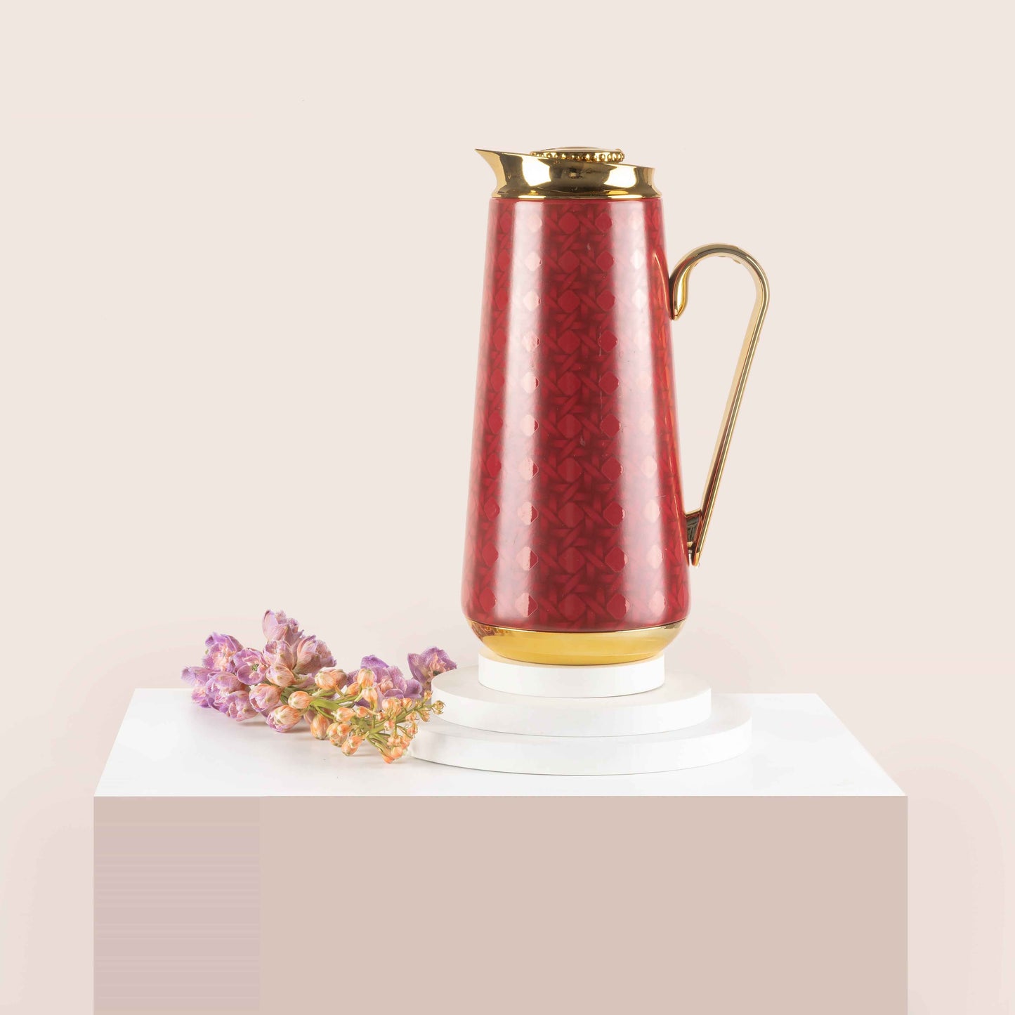Rattan - Vacuum Flask - Red & Gold