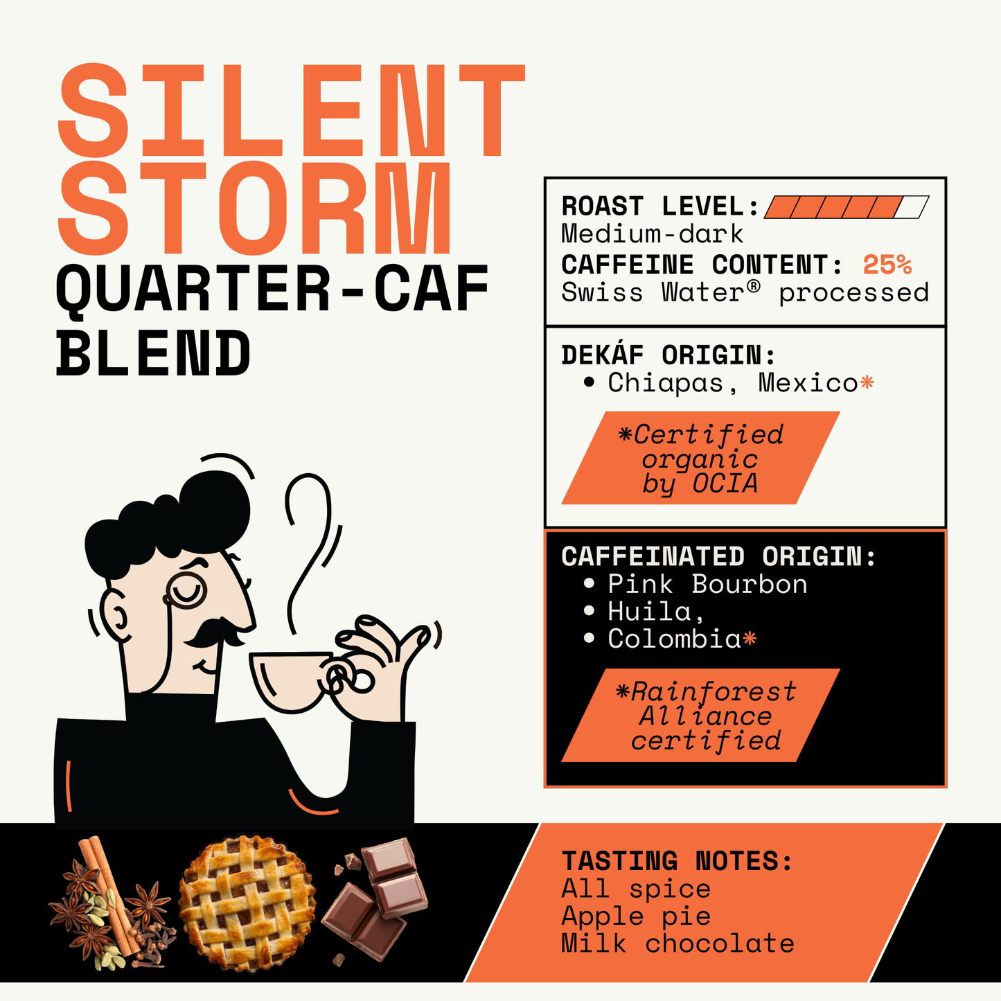 DEKÁF Silent Storm Low Caffeine Espresso Blend Decaf Coffee