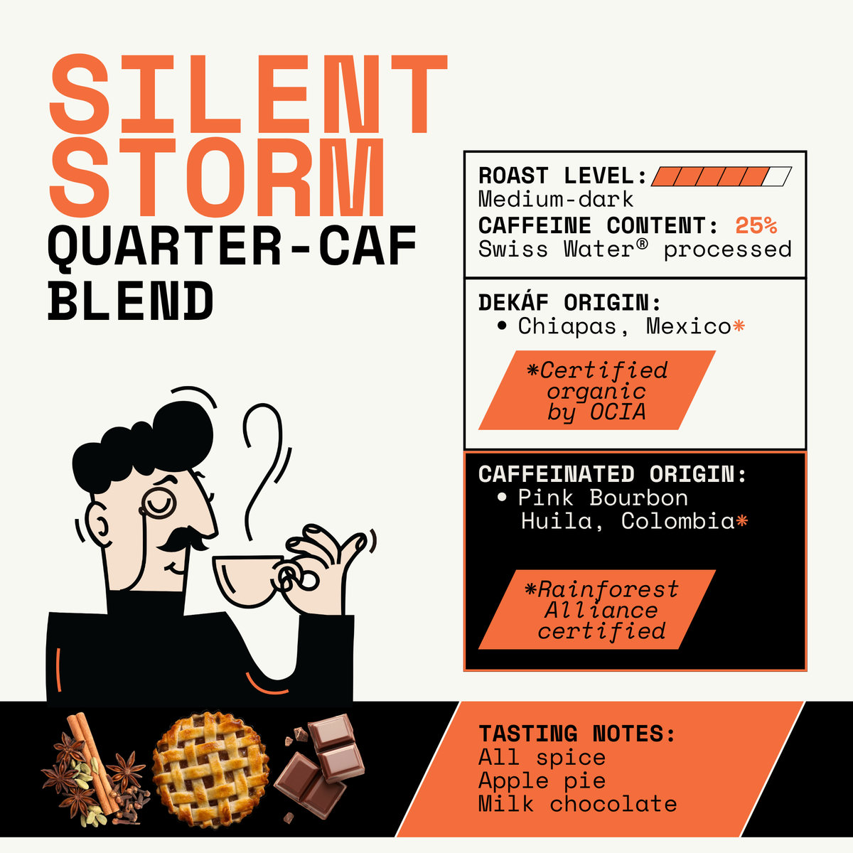 DEKÁF Silent Storm Low Caffeine Espresso Blend Decaf Coffee