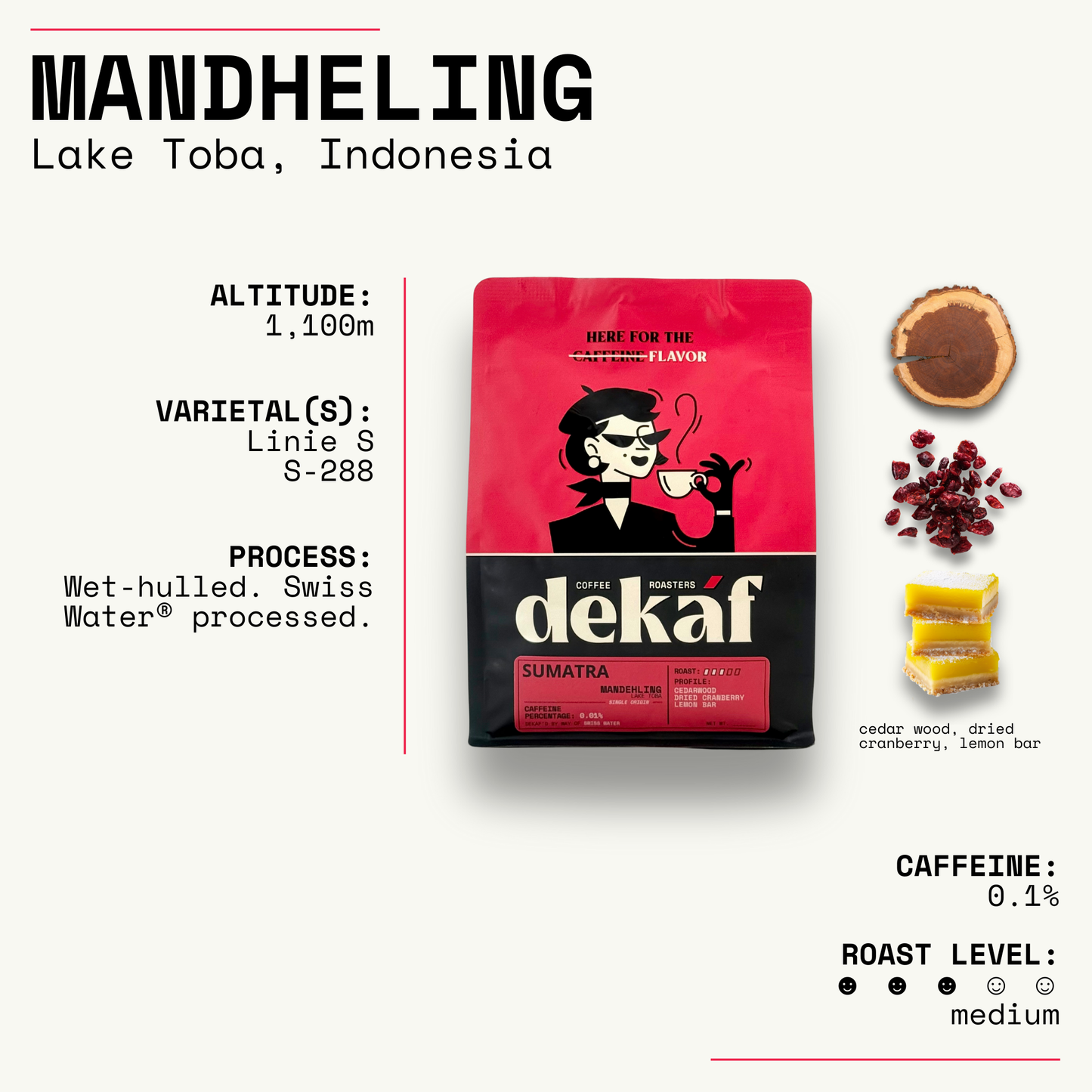 DEKÁF Decaf Sumatra Mandheling Coffee Beans