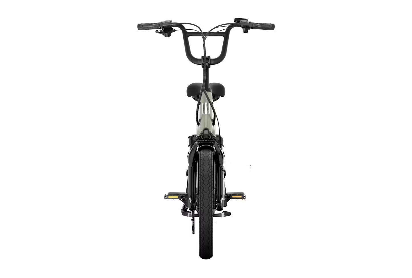 Front view of Rex E-Bikes Aventon Abound LR cargo e-bike with wide handlebars and sturdy frame