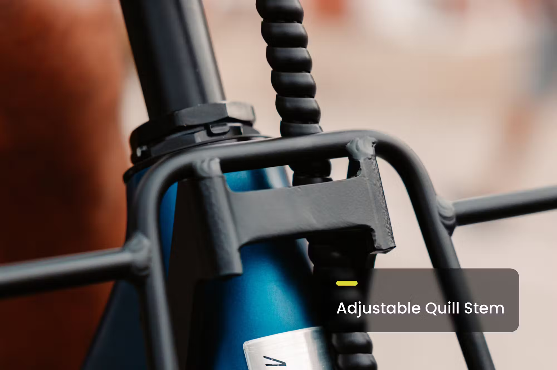 Close-up of adjustable quill stem on Aventon Abound SR cargo e-bike by Rex E-Bikes