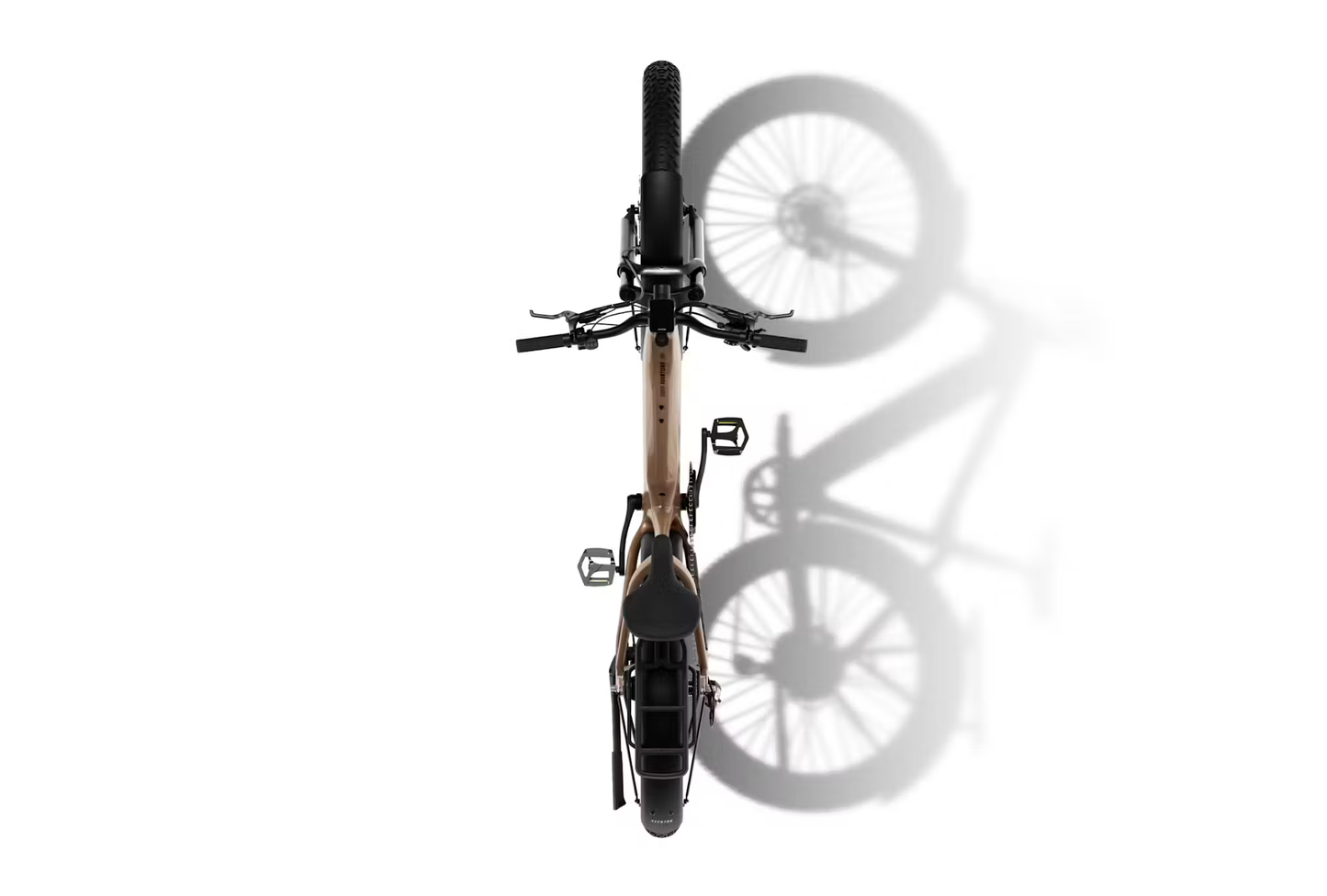 Top view of Rex E-Bikes Aventon Aventure.3 step-through e-bike showing handlebars and pedals