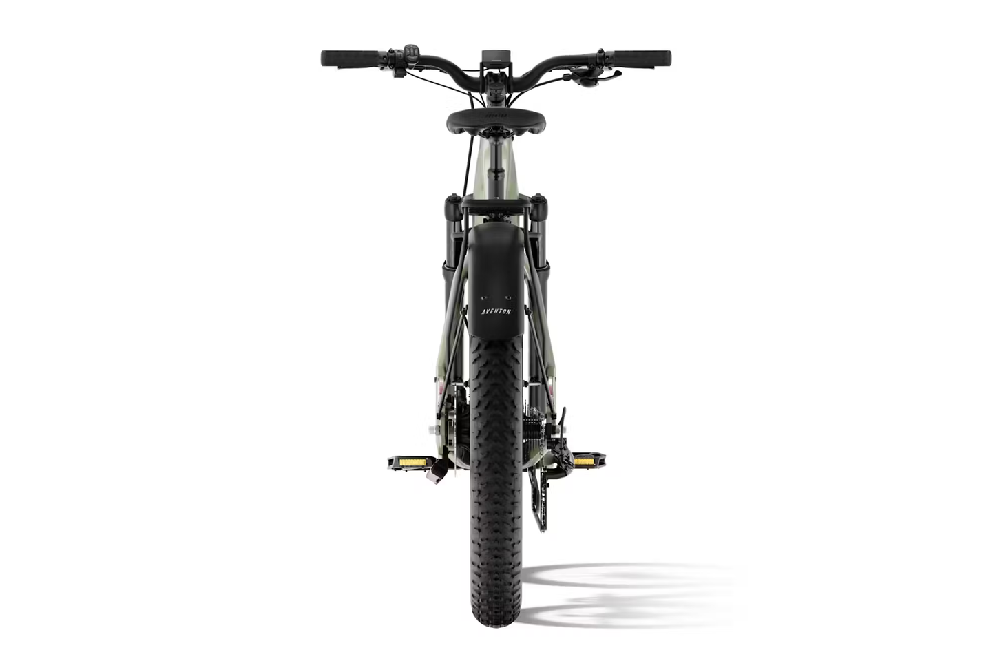 Front view of Rex E-Bikes Aventon Aventure.3 e-bike for sale with wide tire and sturdy frame