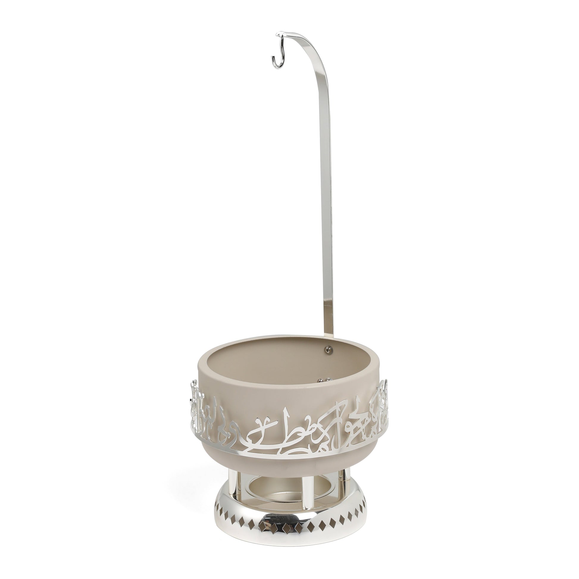 Otantik Home beige silver chafer 2.5 liters with decorative silver accents and hanging hook