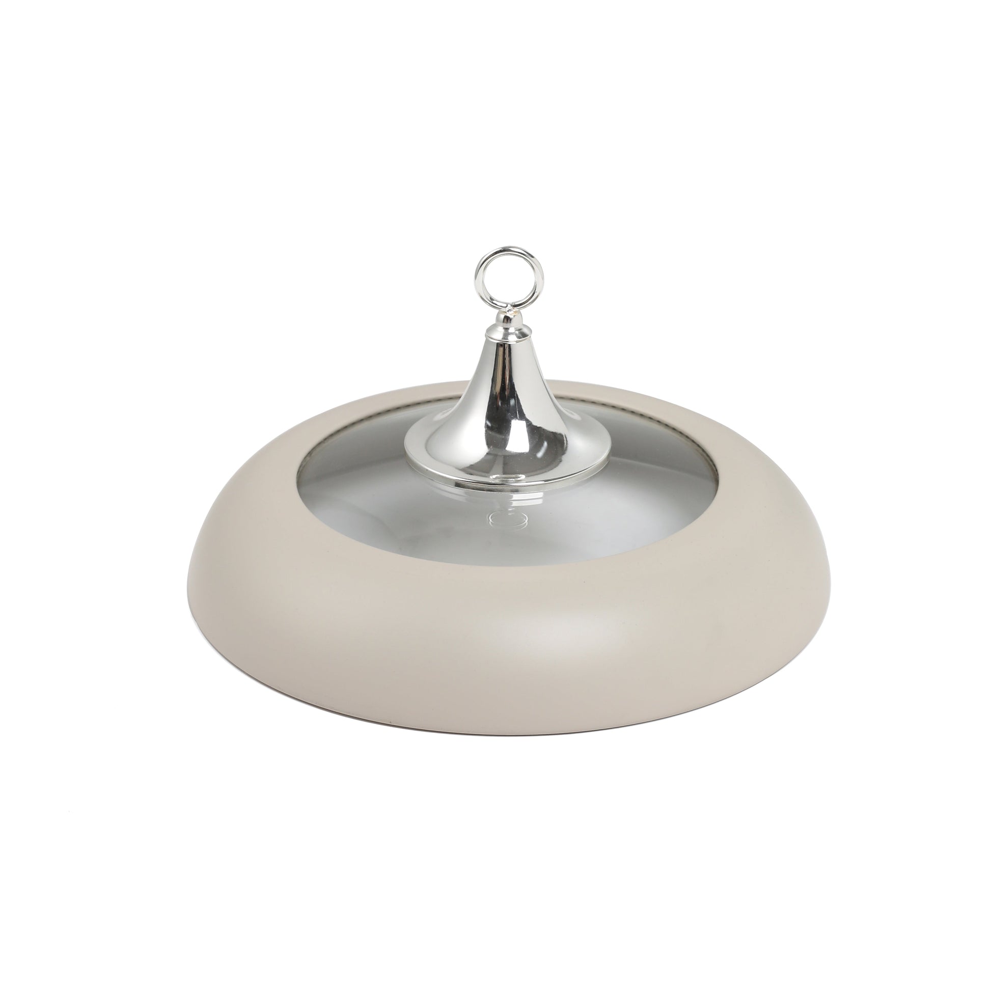Otantik Home beige silver chafer 2.5 liters with a modern round design and glass lid