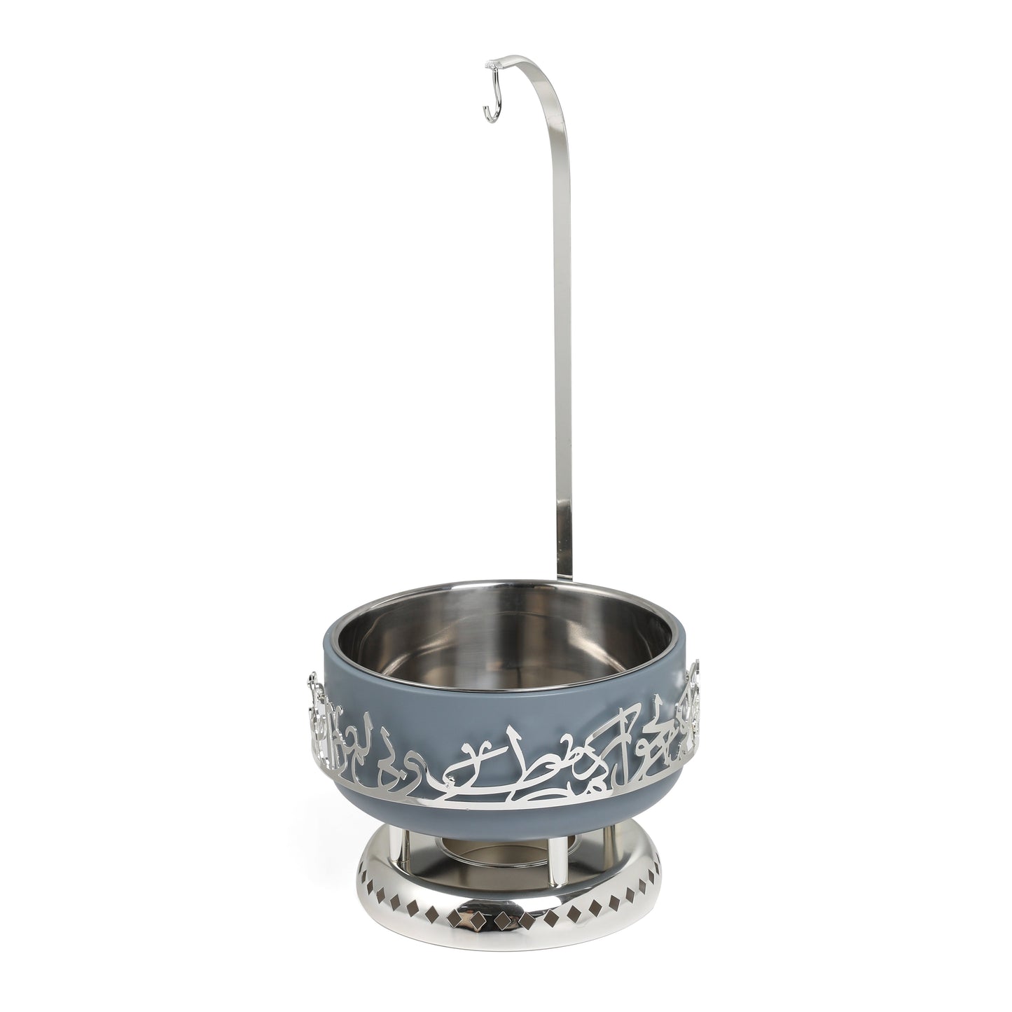 Otantik Home Jiwar 4 liter chafer with decorative silver design and sturdy metal stand