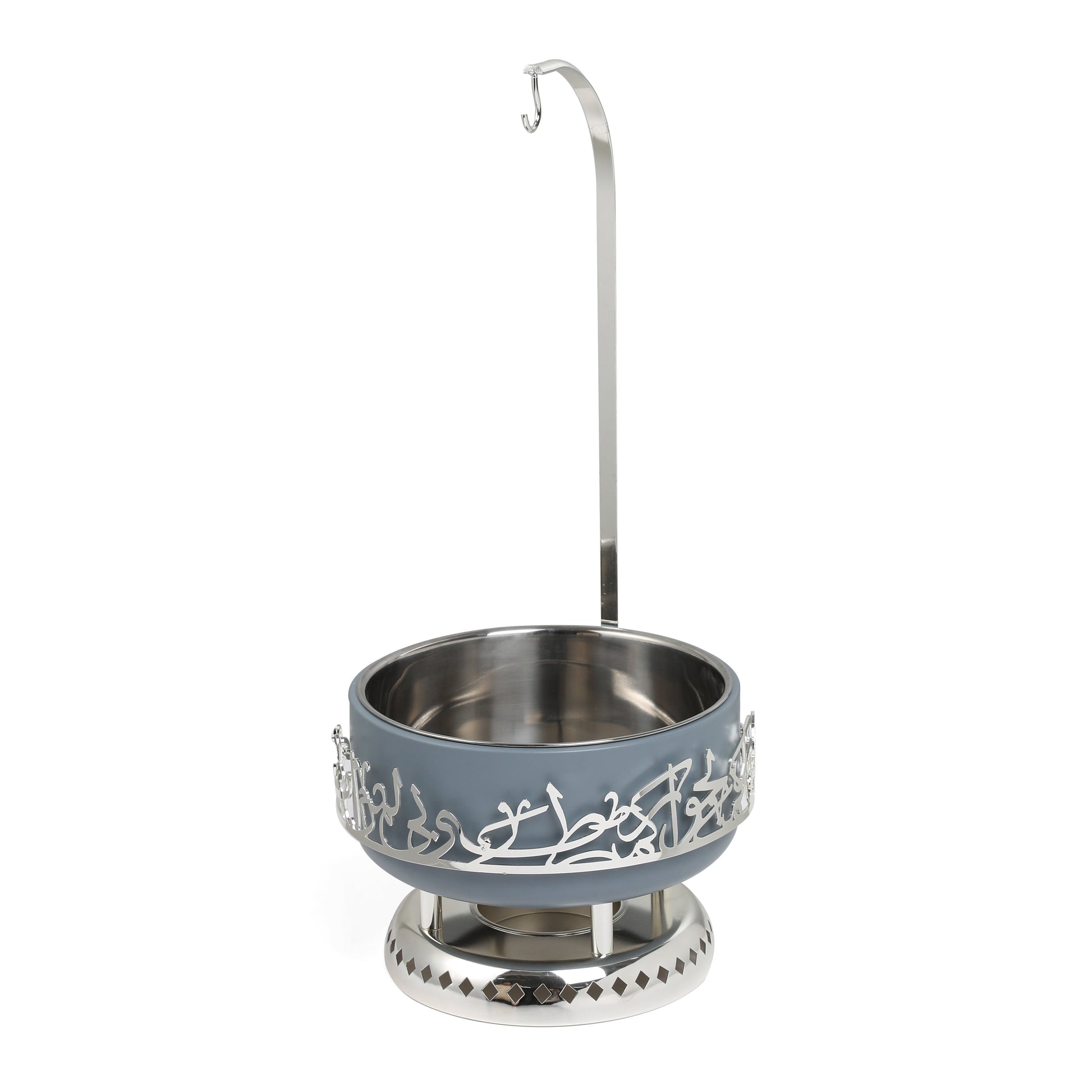 Otantik Home Jiwar 4 liter chafer with decorative silver design and sturdy metal stand