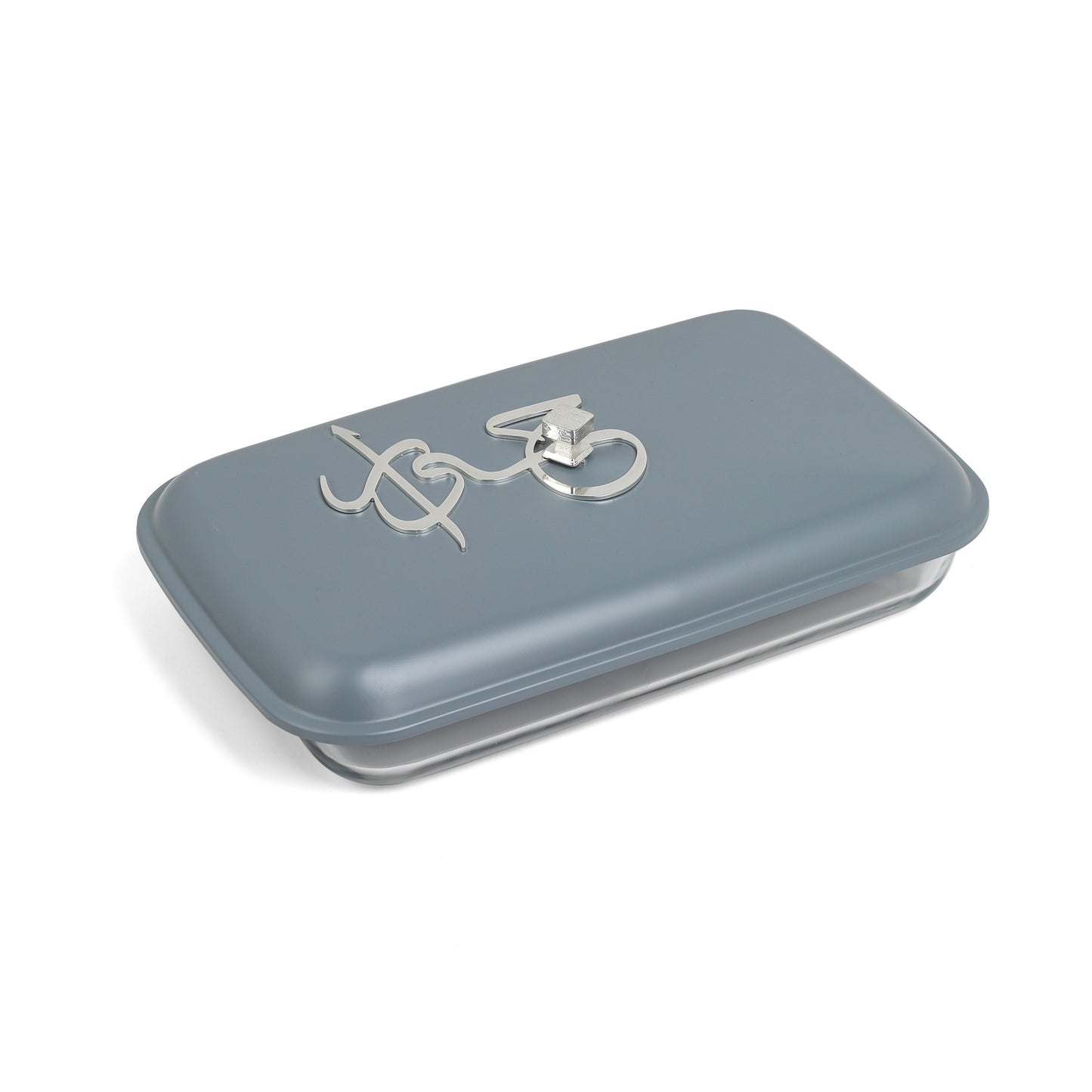 Otantik Home large twin candle pyrex chafer with gray lid and metal latch for warm serving