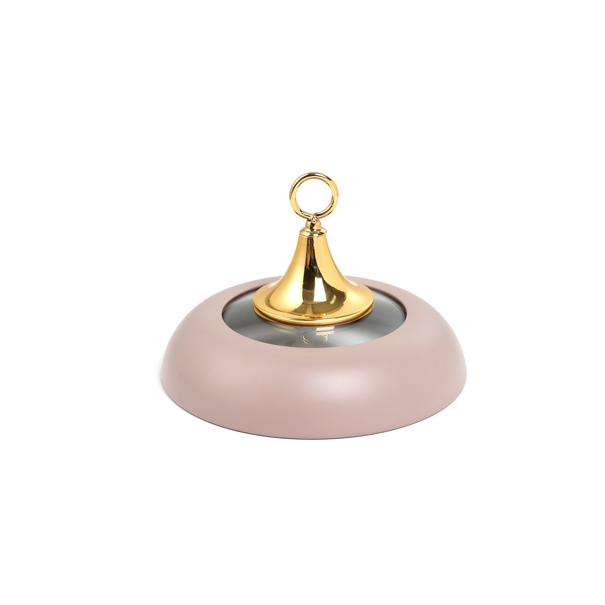 Otantik Home lavender and gold chafer with a sleek round lavender base and shiny gold lid handle