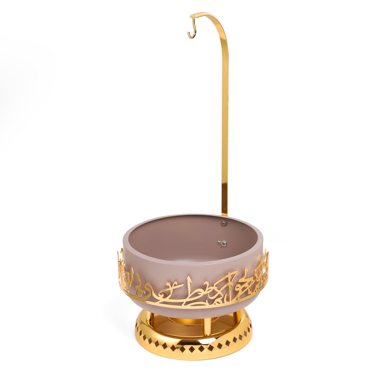Otantik Home lavender and gold chafer dish with decorative gold accents and hanging hook
