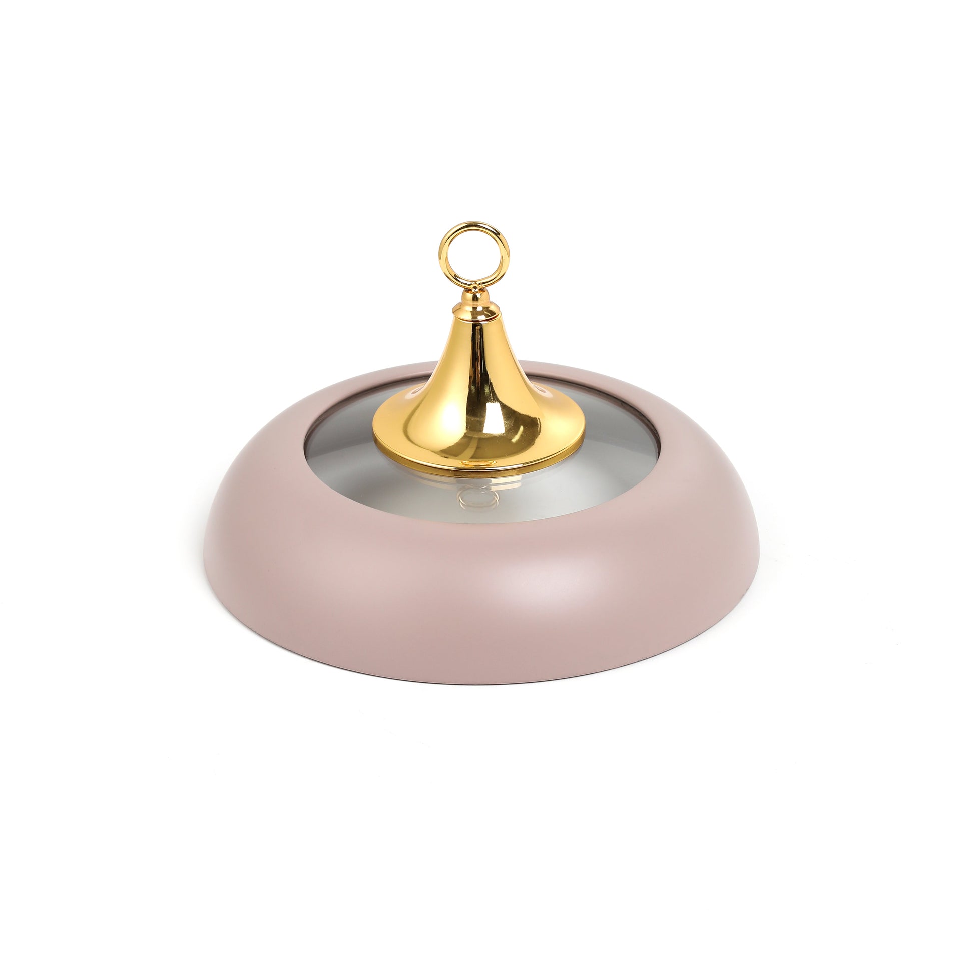 Otantik Home lavender and gold chafer dish with gold handle and lavender base for serving