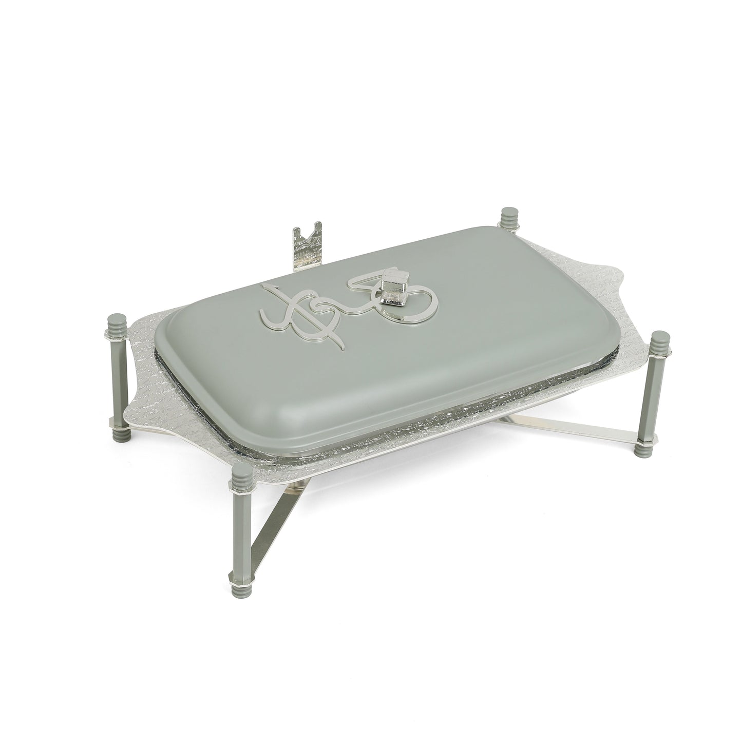 Otantik Home medium twin candle pyrex chafer with metal frame and lid for buffet serving