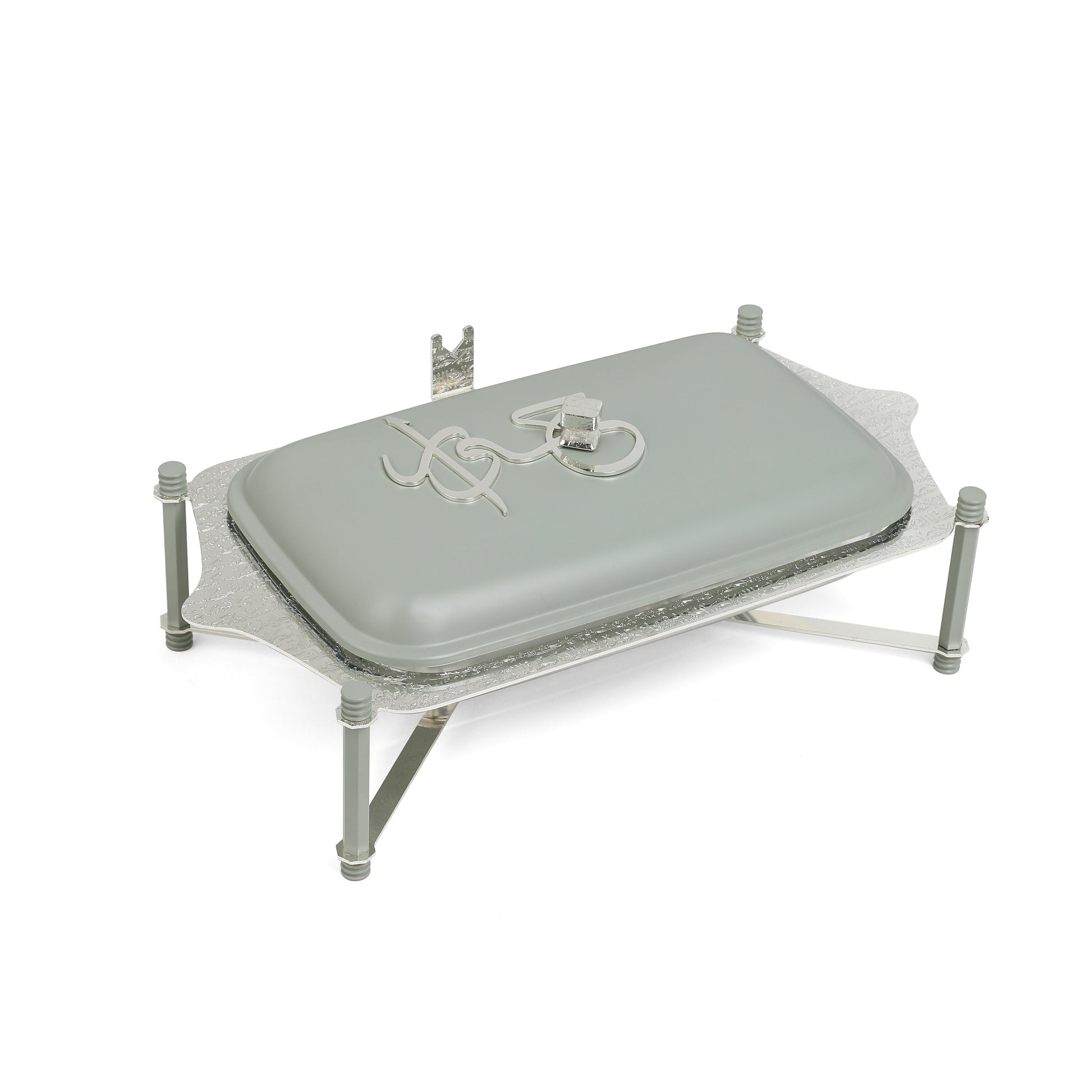 Otantik Home medium twin candle pyrex chafer with metal frame and lid for buffet serving