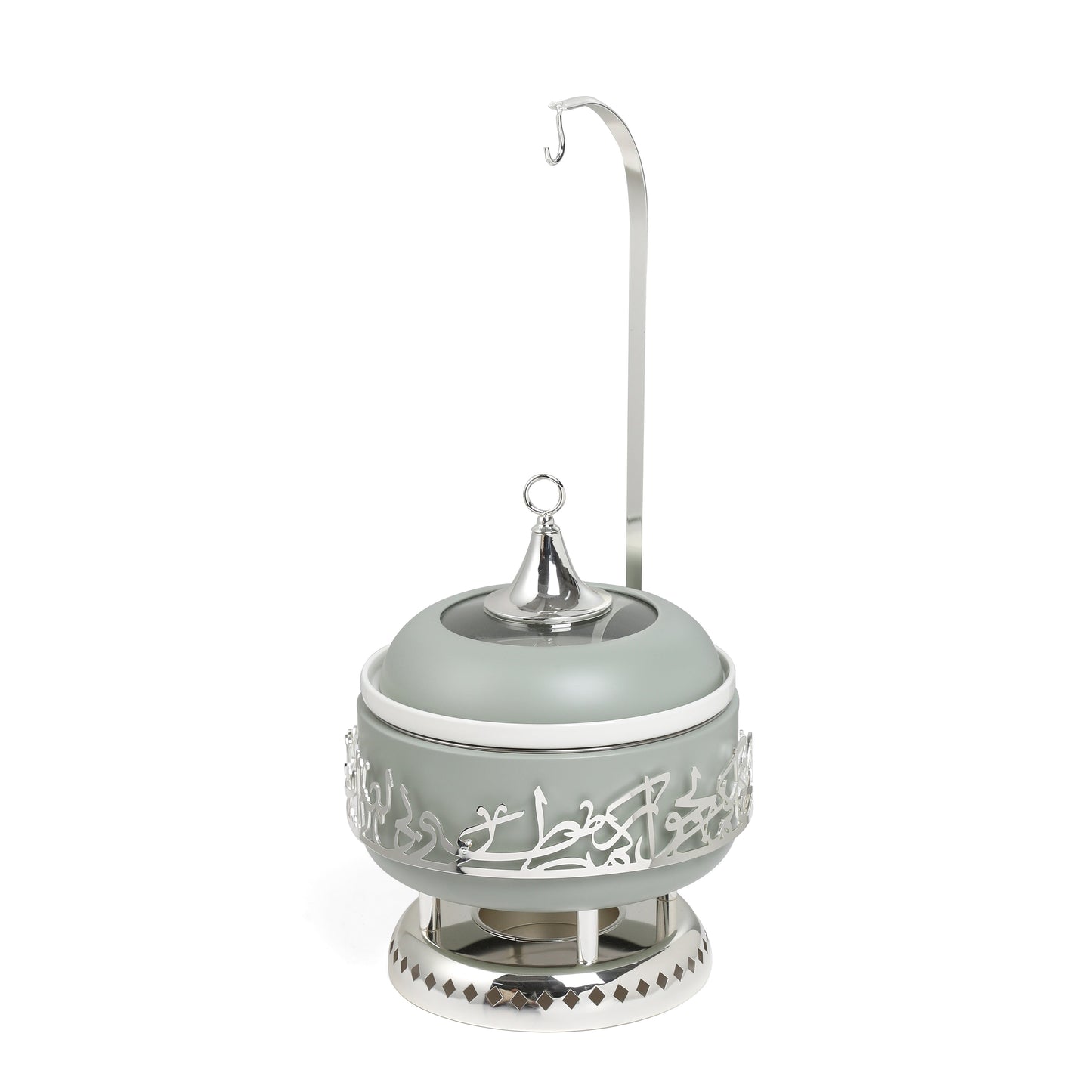 Otantik Home mint green chafer 4 liters with decorative metal stand and lid for serving food