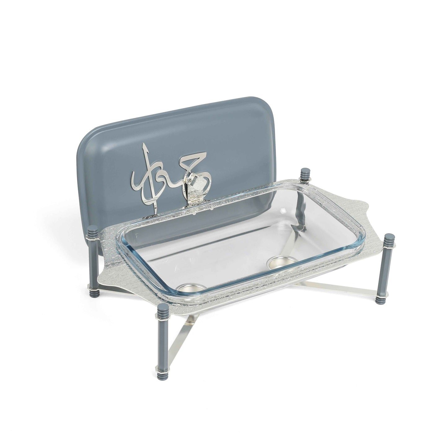 Otantik Home Pyrex candle chafer dish with clear glass pan and metal stand for warming food