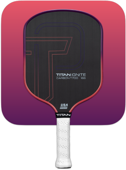 Titan Ignite 16S pickleball paddle with carbon surface and white grip by Titan Pickleball