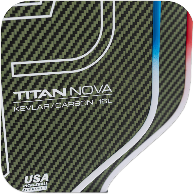 Titan Nova 14L pickleball paddle with kevlar carbon surface by Titan Pickleball