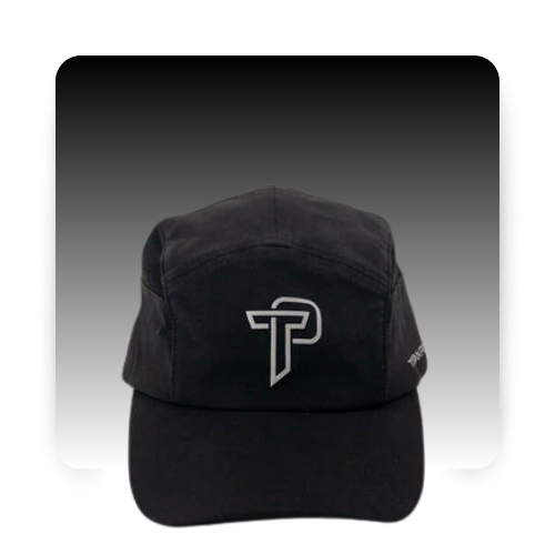 Black Titan pickleball hat with white logo on front and curved brim for outdoor sports