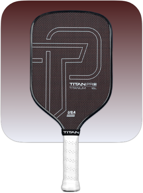Titan Pro Titanium pickleball paddle by Titan Pickleball with black textured face and white grip