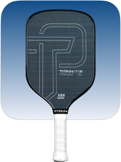 Titan Pro Titanium pickleball paddle by Titan Pickleball with black textured surface and white grip