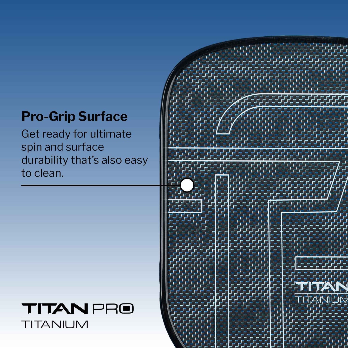 Titan Pro Titanium pickleball paddle with pro-grip surface for ultimate spin and durability