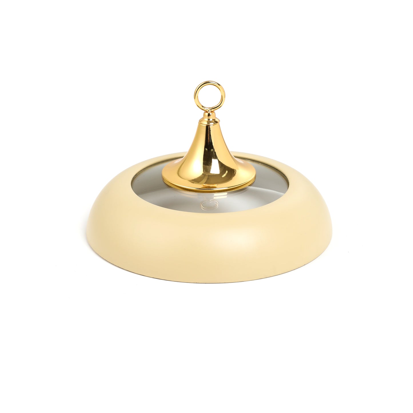 Otantik Home ivory and gold chafer with rounded base and gold handle lid for serving food